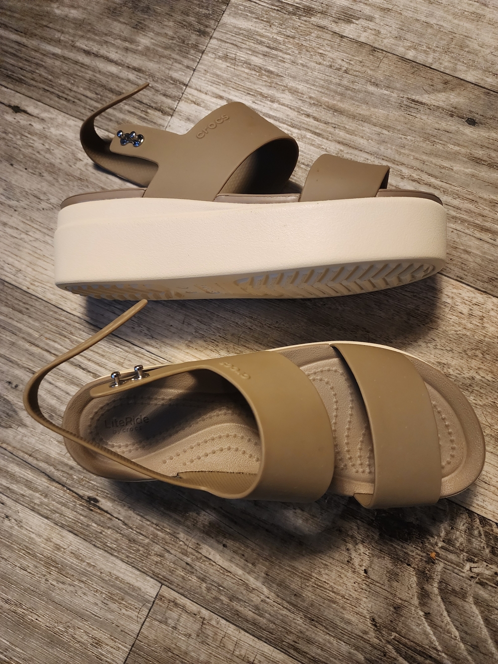 CROCS Women's Taupe Platform Slingback Sandal